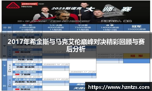 2017年希金斯与马克艾伦巅峰对决精彩回顾与赛后分析